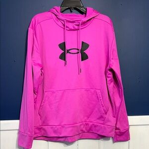 Under Armour ladies pink Hoodie with Black Logo sz XL